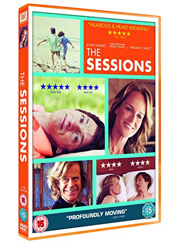 DVD cover for "The Sessions" featuring actors and beach scenes.