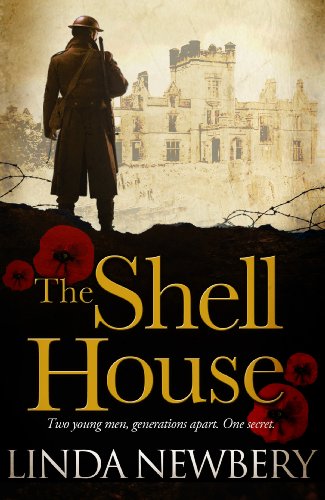 Book cover: soldier with rifle, manor house backdrop, and red poppies.