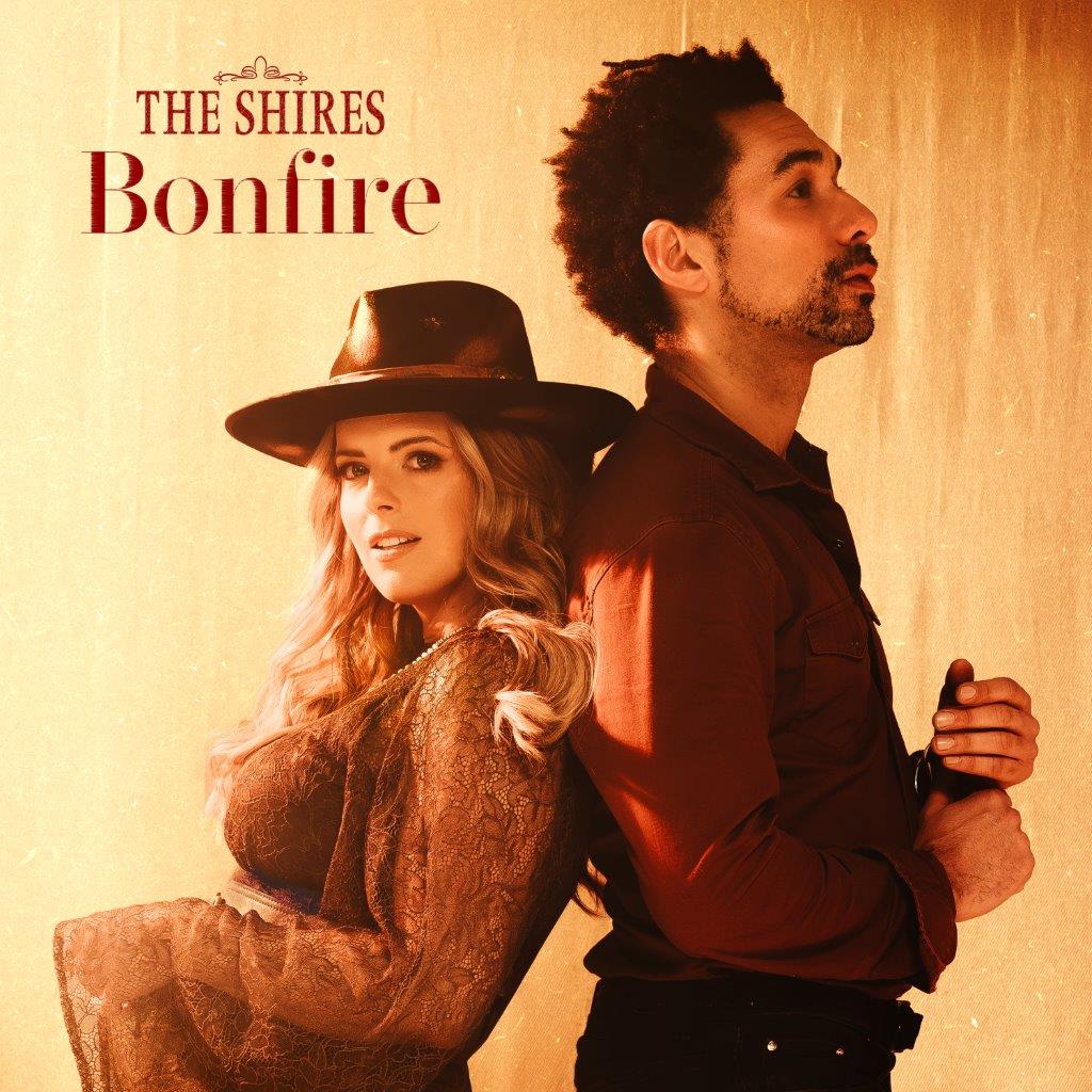 CD cover for The Shires’ “Bonfire” featuring a man and woman.