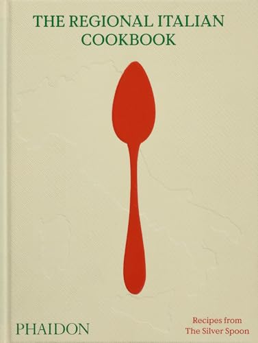 Cream-colored cookbook cover with a large red spoon icon and green text.