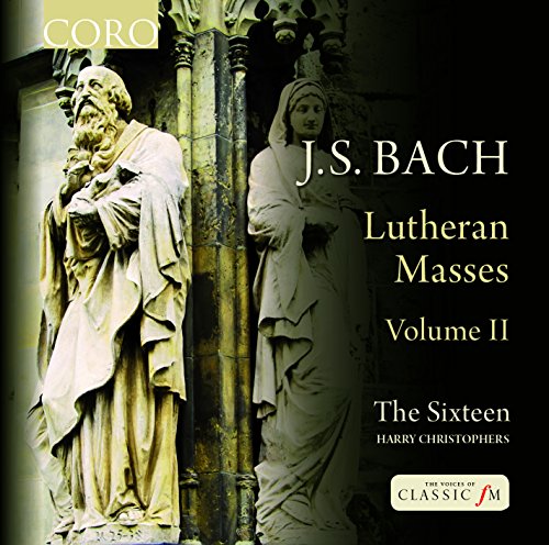 CD cover: stone statues, text “J.S. Bach Lutheran Masses Volume II.”
