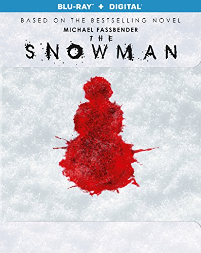 Blu-ray cover for "The Snowman" featuring a red, abstract snowman shape.