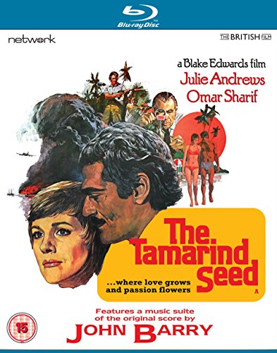 Blu-ray cover for "The Tamarind Seed" featuring Julie Andrews and Omar Sharif.