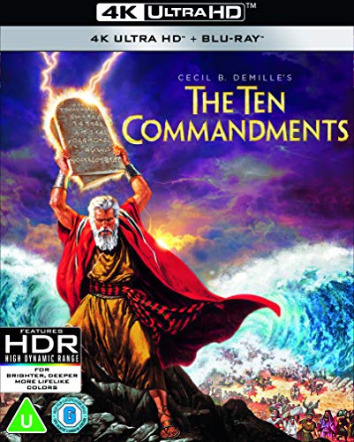 “The Ten Commandments” Blu-ray case with Moses holding stone tablets.