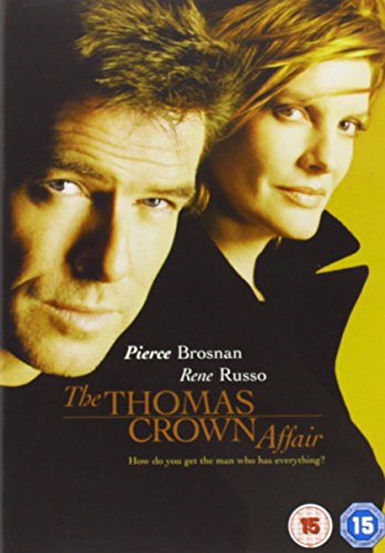 DVD cover featuring Pierce Brosnan and Rene Russo in "The Thomas Crown Affair".