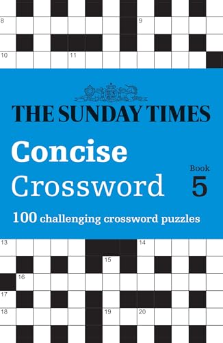 Blue crossword puzzle book cover with white text: “The Sunday Times Concise Crossword Book 5”.