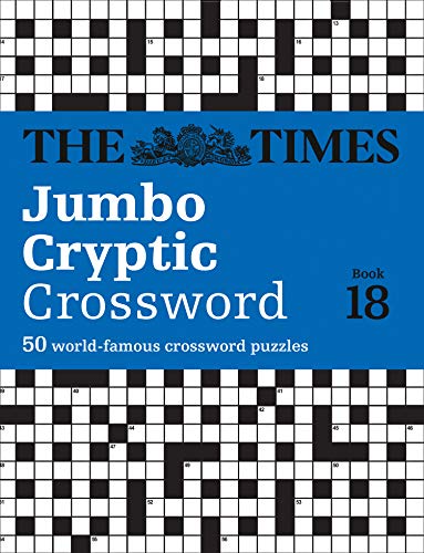 Cover of “The Times Jumbo Cryptic Crossword Book 18” with grid puzzles.