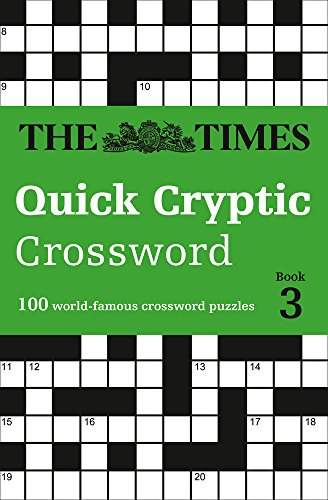 Crossword puzzle book cover with black and white grid, green title, and number 3.