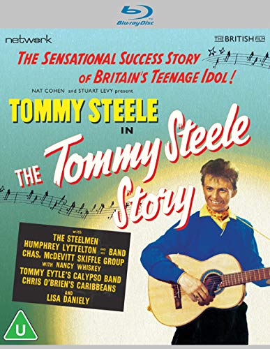 Blu-ray cover for The Tommy Steele Story featuring Tommy Steele playing an acoustic guitar.