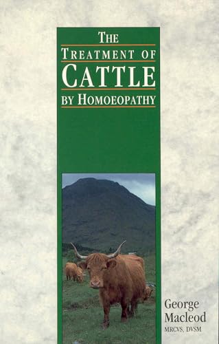 Book cover: "The Treatment of Cattle by Homoeopathy" with highland cattle.