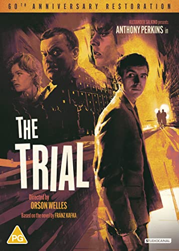 DVD cover art for The Trial featuring stylized portraits of the cast in orange tones.
