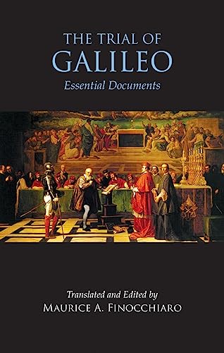 Book cover depicting a historical courtroom scene with Galileo facing judges.