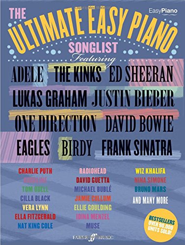 Sheet music book cover featuring artist names in colorful, stacked text.