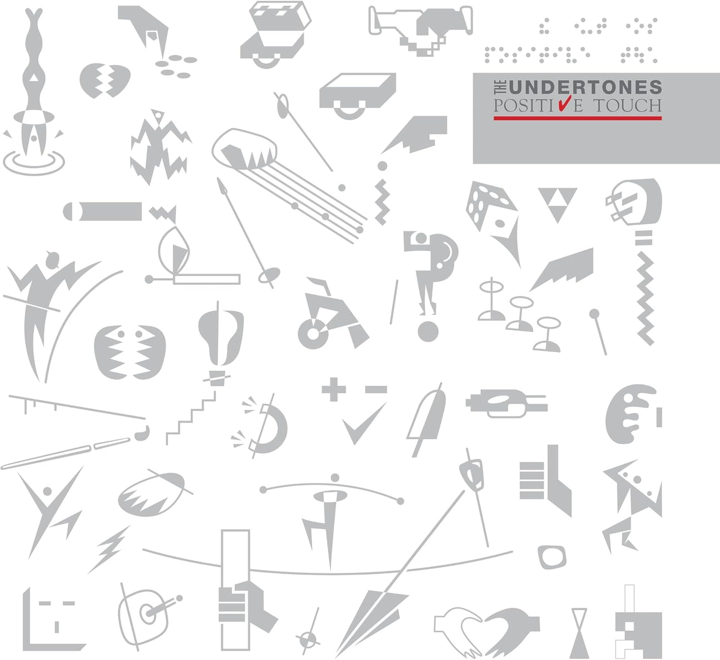 CD cover for The Undertones’ “Positive Touch” with abstract white designs.
