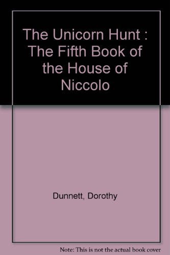 Book cover: "The Unicorn Hunt" by Dorothy Dunnett, purple and black.