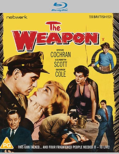 Blu-ray cover for "The Weapon" featuring a film noir style illustration.