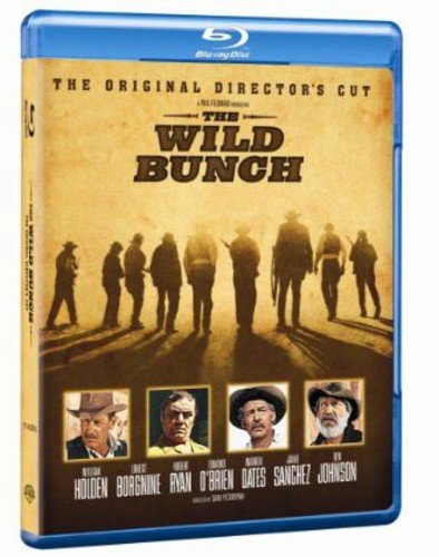 Blu-ray cover for "The Wild Bunch" featuring silhouetted cowboys and actor portraits.