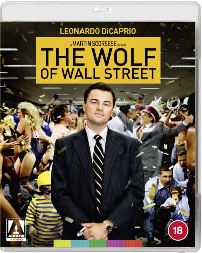 Blu-ray cover for "The Wolf of Wall Street" featuring Leonardo DiCaprio.