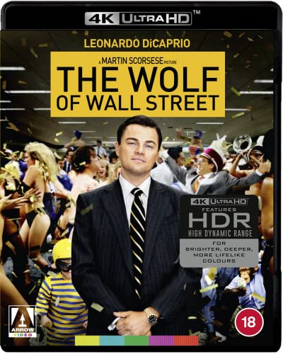 4K Ultra HD Blu-ray cover for The Wolf of Wall Street featuring Leonardo DiCaprio.