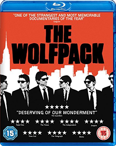 Blue-ray case for "The Wolfpack" documentary with men in suits on the cover.