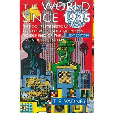 Book cover: “The World Since 1945,” red background, abstract figures.