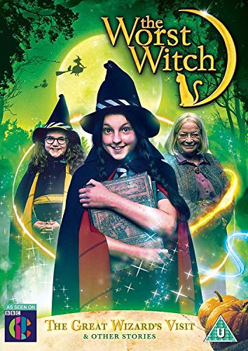 DVD cover for The Worst Witch featuring three characters in a magical green forest.