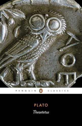 Book cover: "Theaetetus" by Plato, featuring an owl on an ancient coin.