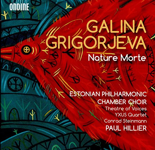 CD cover for Galina Grigorjeva’s “Nature Morte” with abstract red and blue art.