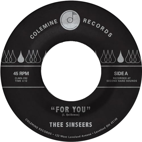 Black vinyl record label with silver text: "Thee Sinseers - For You".