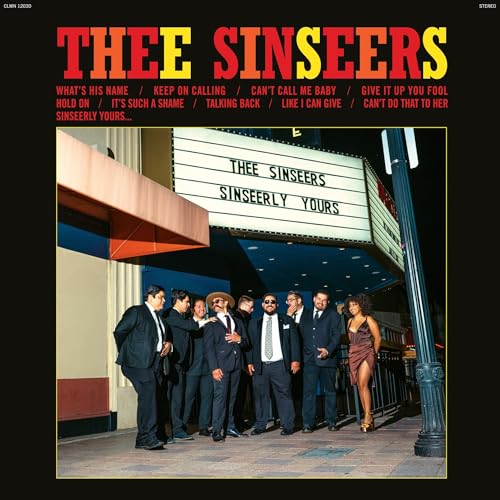 Vinyl album cover for Thee Sinseers’ “Sinseerly Yours” featuring a band and marquee.