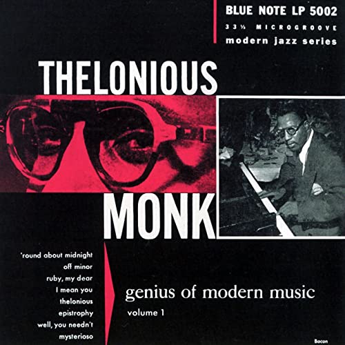 Thelonious Monk album cover featuring a portrait and red text on black.