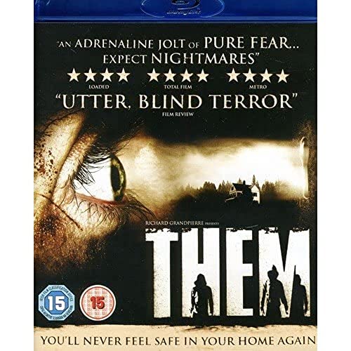 Blu-ray cover for horror film “Them” featuring an eye and silhouetted figures.