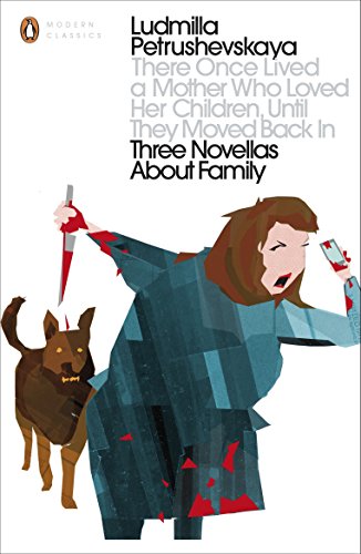 Book cover with abstract illustration of a woman, dog, and knife.