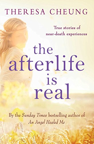 Book cover: “Afterlife is Real” by Theresa Cheung, with woman in field.
