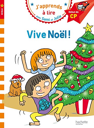 Children decorating a Christmas tree, French language learning book cover.