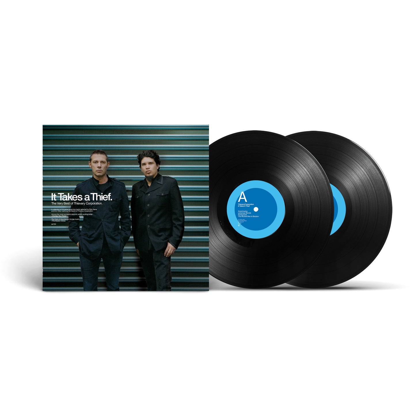 Thievery Corporation’s “It Takes A Thief” double vinyl record with cover art.