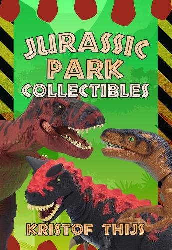 Book cover featuring three dinosaur figures against a green background with hazard stripes.