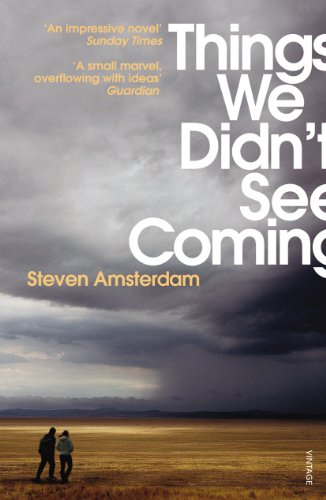 Book cover: “Things We Didn’t See Coming” with a stormy landscape.