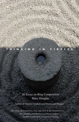 Book cover: "Thinking in Circles" featuring a stone millstone on gravel.