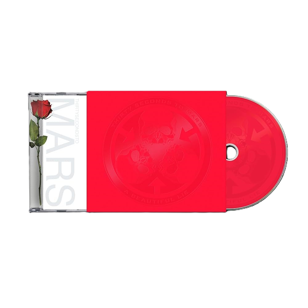 Thirty Seconds to Mars "A Beautiful Lie" 20th Anniversary CD with red rose.