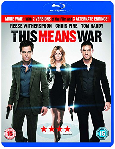Blu-ray cover for This Means War featuring Reese Witherspoon, Chris Pine, and Tom Hardy.