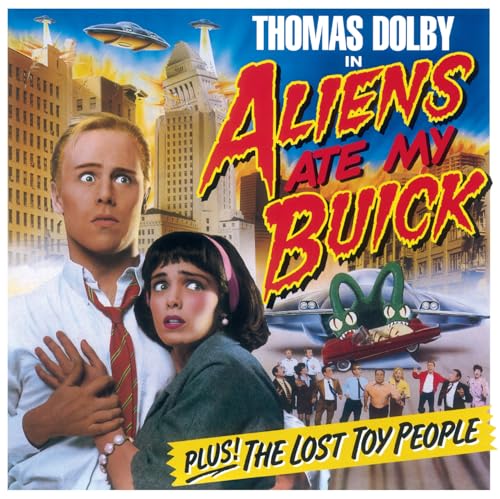 Album cover for “Aliens Ate My Buick” featuring a couple and UFOs.