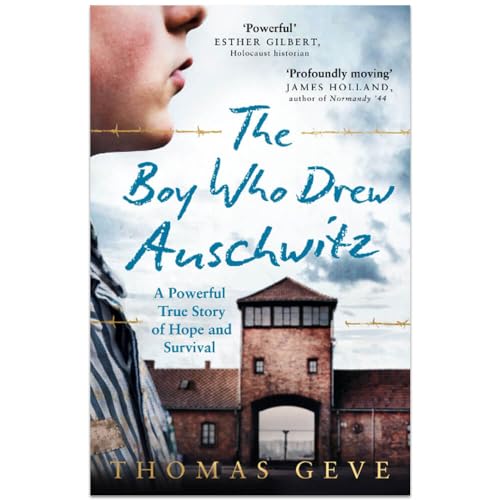 Book cover showing a young boy in striped clothing before the Auschwitz gatehouse.
