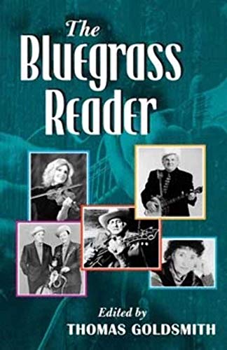 Book cover for "The Bluegrass Reader" featuring musicians and portraits.