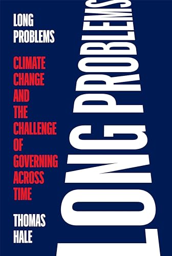 Book cover: “Long Problems” about climate change, dark blue background.