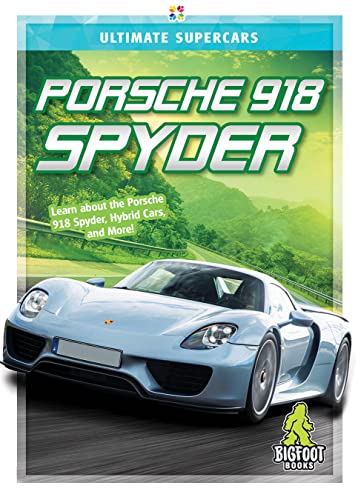 Book cover featuring a light blue Porsche 918 Spyder sports car.