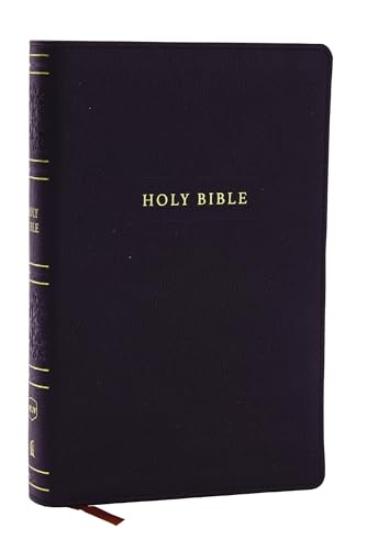 Purple leather-bound Bible with gold text reading āHOLY BIBLEā on the cover.