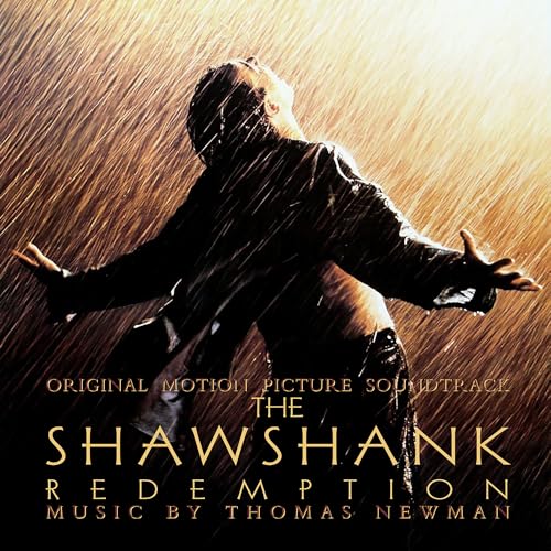 Shawshank Redemption soundtrack album cover with a silhouetted figure in rain.