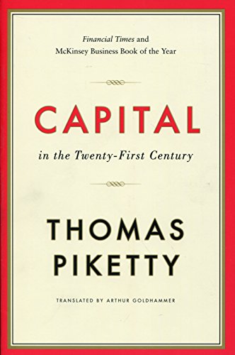 Book cover for Capital in the Twenty-First Century by Thomas Piketty with red borders.