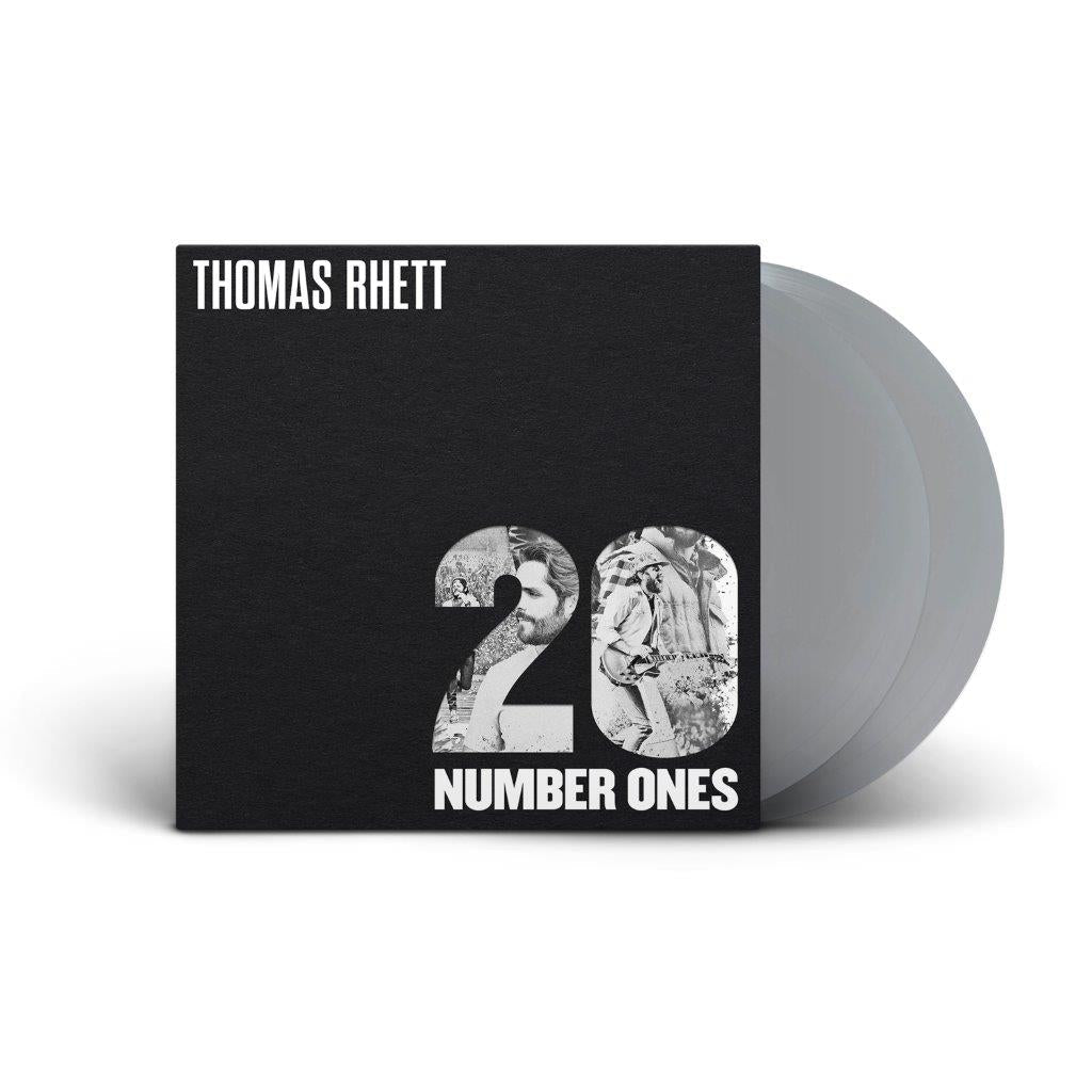 Black album cover with "20" filled with Thomas Rhett's portrait and playing guitar.